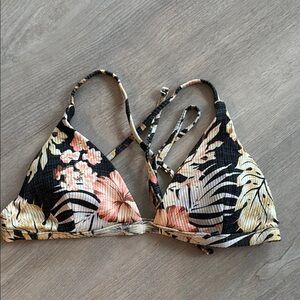Rip Curl Floral Bikini Top - Black and Pink
